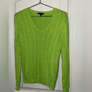 Ralph Lauren Women's Lime V-Neck Sweater